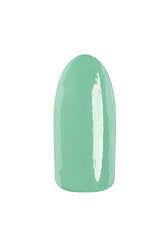 EzFlow TruGEL No Regrets swatched onto an artificial nail previewing its mint green creme' color